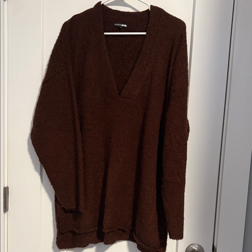 Cozy Brown V-Neck Women's Sweater